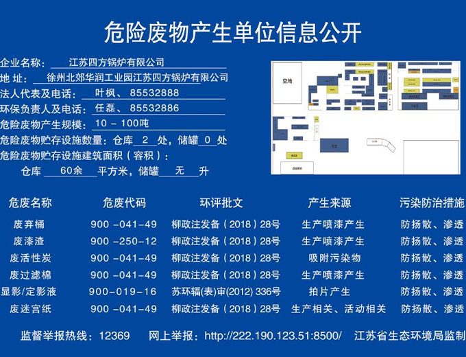 江苏四方锅炉有限公司2021年固体废物污染环境防治信息公开